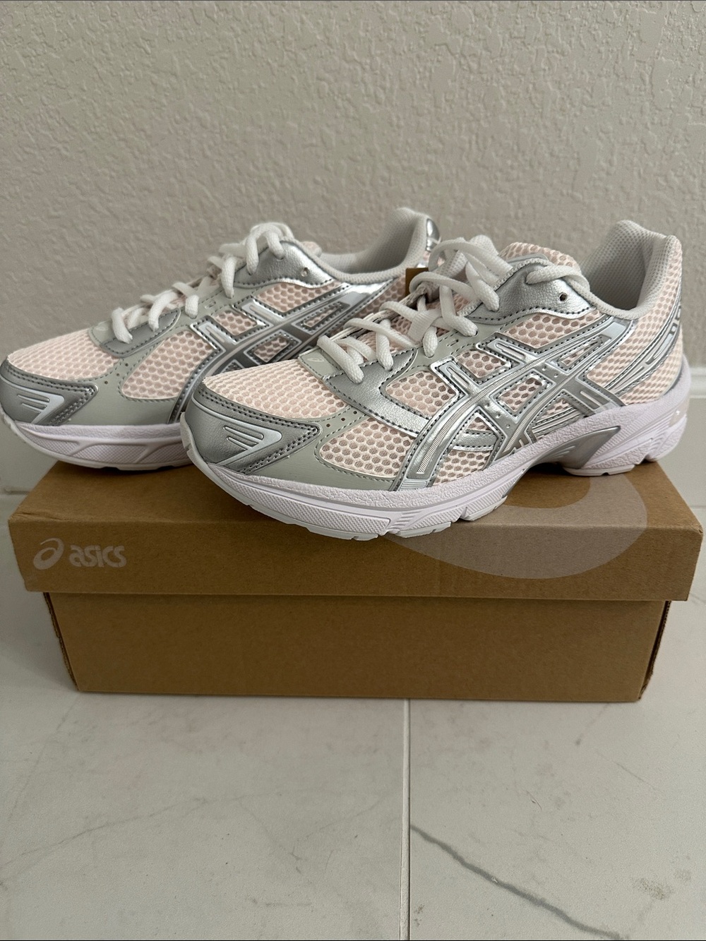 NWT - ASICS Women’s Light Pink and Silver Athletic Sneakers (Size 8)